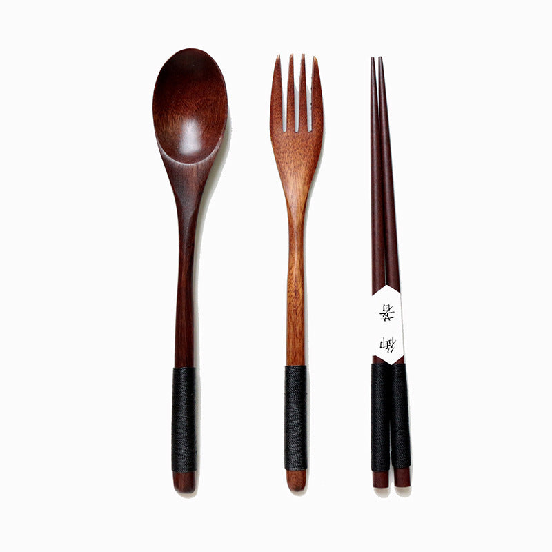 Natural Wooden Spoon & Fork Set Eco-Friendly Ironwood & Nanmu Cooking Utensils for Kitchen Use