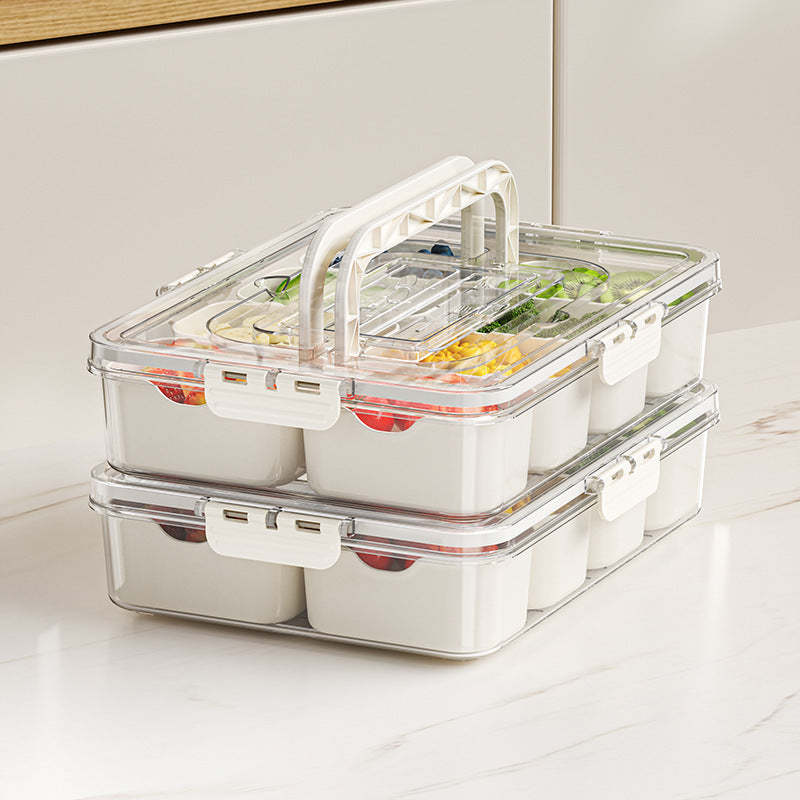 8 Grids Snack Box Organizer Divided Serving Tray for Fruits, Snacks & Seasoning Food Storage Container with Lid