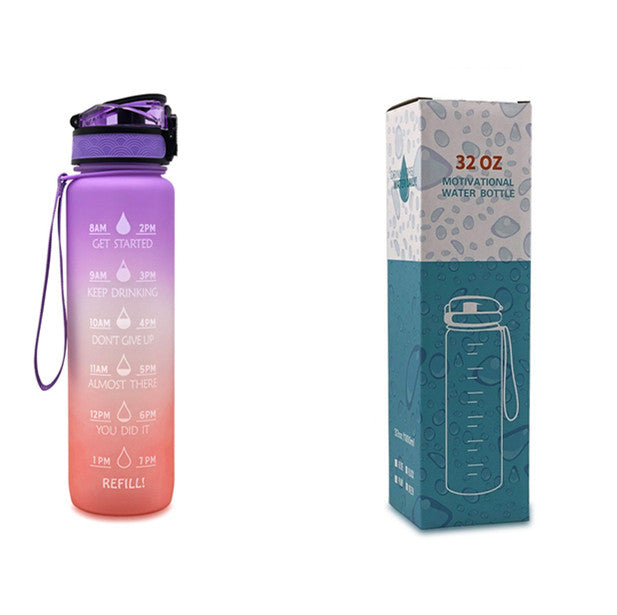1L Motivational Tritan Water Bottle with Time Marker – Leakproof, BPA-Free, Bounce Cover, Fruit Infuser | Fitness, Gym, Sports