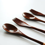 Natural Wooden Spoon & Fork Set Eco-Friendly Ironwood & Nanmu Cooking Utensils for Kitchen Use