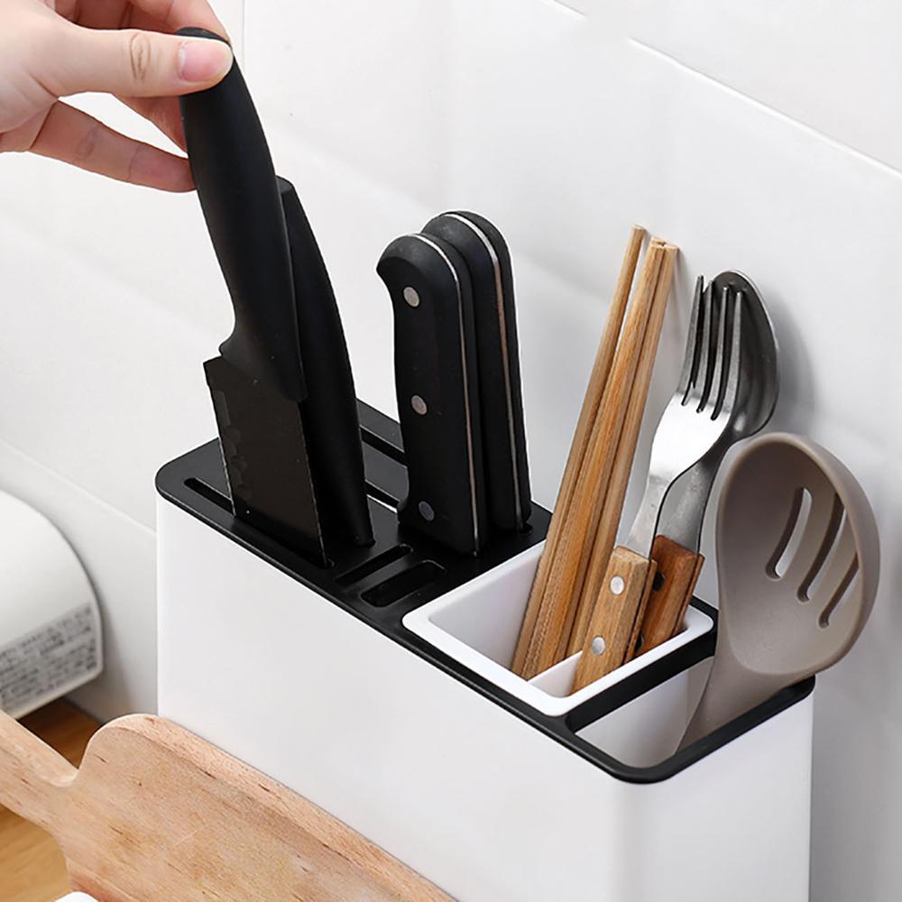 Kitchen Tableware & Knife Storage Rack Plastic Desktop Organizer, Large Capacity & Space-Saving Holder