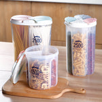 Multi-Grain Dry Food Storage Container with Grids – 1.5L & 2.5L Transparent Plastic Cereal Box with Lid & Pour Spout