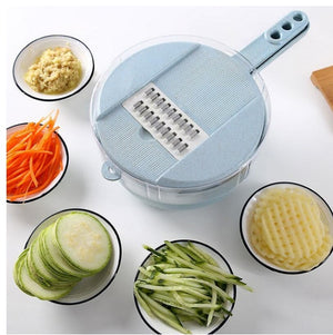 8-in-1 Mandoline Vegetable Slicer & Grater Set with Strainer – Onion, Carrot, Potato Cutter, Peeler & Egg Separator
