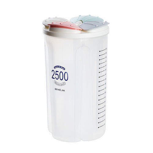 Multi-Grain Dry Food Storage Container with Grids – 1.5L & 2.5L Transparent Plastic Cereal Box with Lid & Pour Spout