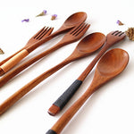 Natural Wooden Spoon & Fork Set Eco-Friendly Ironwood & Nanmu Cooking Utensils for Kitchen Use