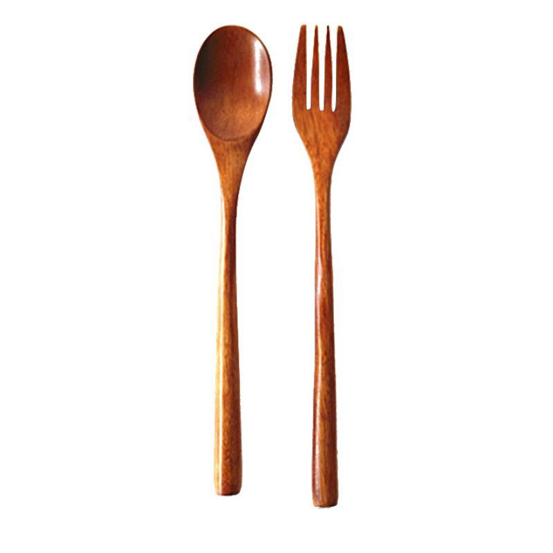 Natural Wooden Spoon & Fork Set Eco-Friendly Ironwood & Nanmu Cooking Utensils for Kitchen Use