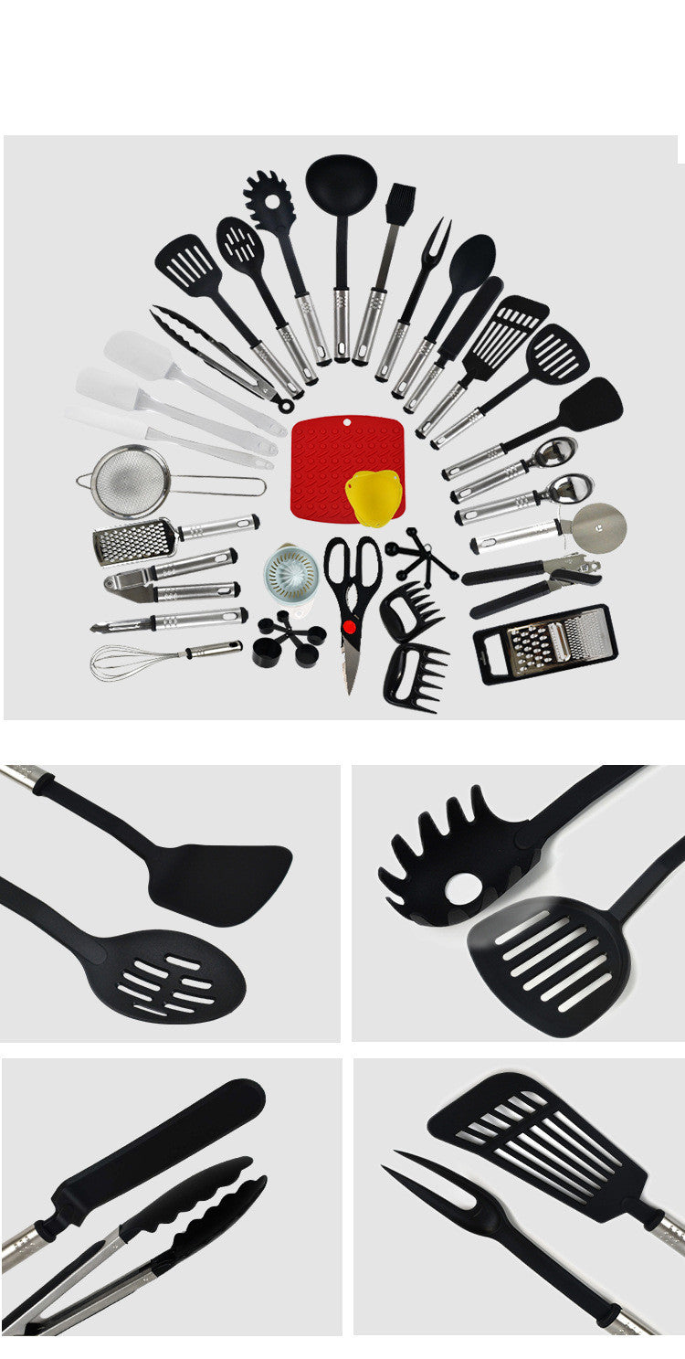 44-Piece Non-Stick Nylon Kitchen Utensils Set Heat-Resistant Cooking Spatula & Spoon Set for Home Chefs