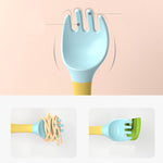Bendable Silicone Baby Spoon & Fork Set Soft Training Utensils for Toddlers Learning to Eat