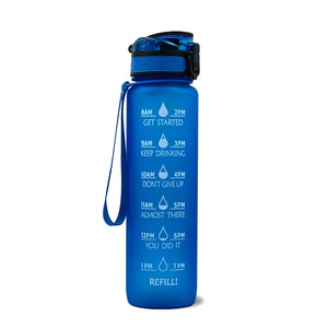 1L Motivational Tritan Water Bottle with Time Marker – Leakproof, BPA-Free, Bounce Cover, Fruit Infuser | Fitness, Gym, Sports