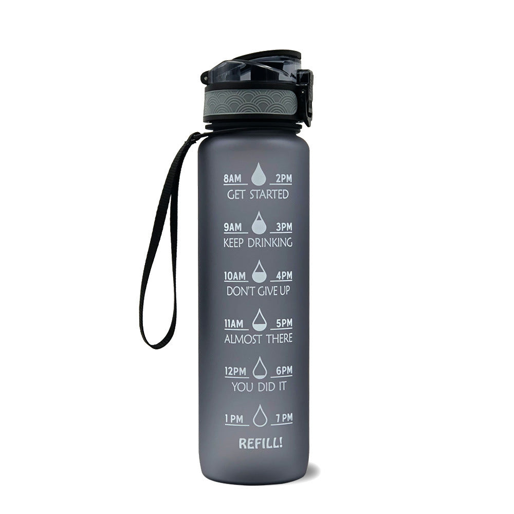 1L Motivational Tritan Water Bottle with Time Marker – Leakproof, BPA-Free, Bounce Cover, Fruit Infuser | Fitness, Gym, Sports