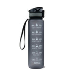 1L Motivational Tritan Water Bottle with Time Marker – Leakproof, BPA-Free, Bounce Cover, Fruit Infuser | Fitness, Gym, Sports