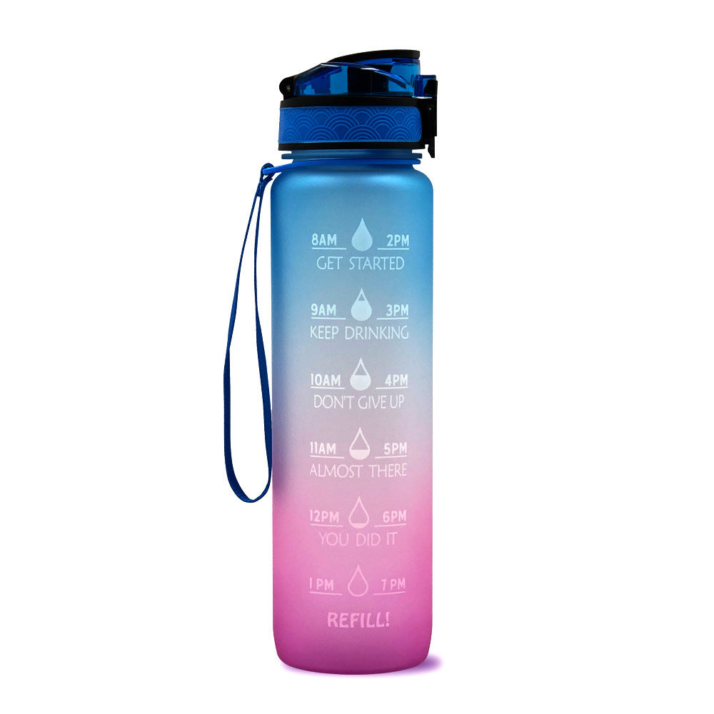 1L Motivational Tritan Water Bottle with Time Marker – Leakproof, BPA-Free, Bounce Cover, Fruit Infuser | Fitness, Gym, Sports