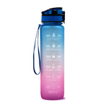 1L Motivational Tritan Water Bottle with Time Marker – Leakproof, BPA-Free, Bounce Cover, Fruit Infuser | Fitness, Gym, Sports