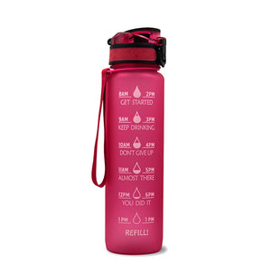 1L Motivational Tritan Water Bottle with Time Marker – Leakproof, BPA-Free, Bounce Cover, Fruit Infuser | Fitness, Gym, Sports