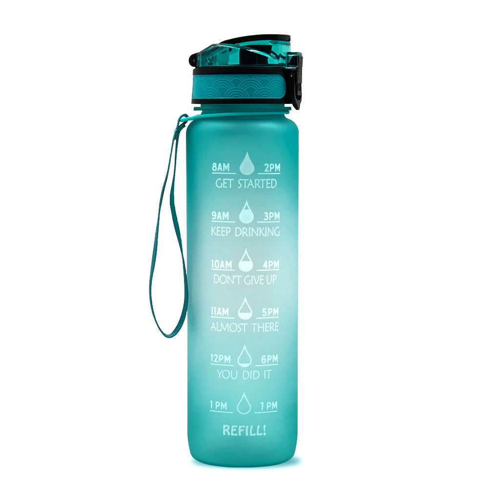 1L Motivational Tritan Water Bottle with Time Marker – Leakproof, BPA-Free, Bounce Cover, Fruit Infuser | Fitness, Gym, Sports