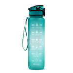 1L Motivational Tritan Water Bottle with Time Marker – Leakproof, BPA-Free, Bounce Cover, Fruit Infuser | Fitness, Gym, Sports