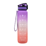 1L Motivational Tritan Water Bottle with Time Marker – Leakproof, BPA-Free, Bounce Cover, Fruit Infuser | Fitness, Gym, Sports