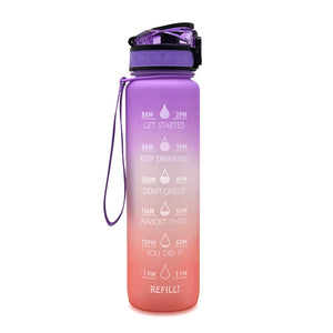1L Motivational Tritan Water Bottle with Time Marker – Leakproof, BPA-Free, Bounce Cover, Fruit Infuser | Fitness, Gym, Sports