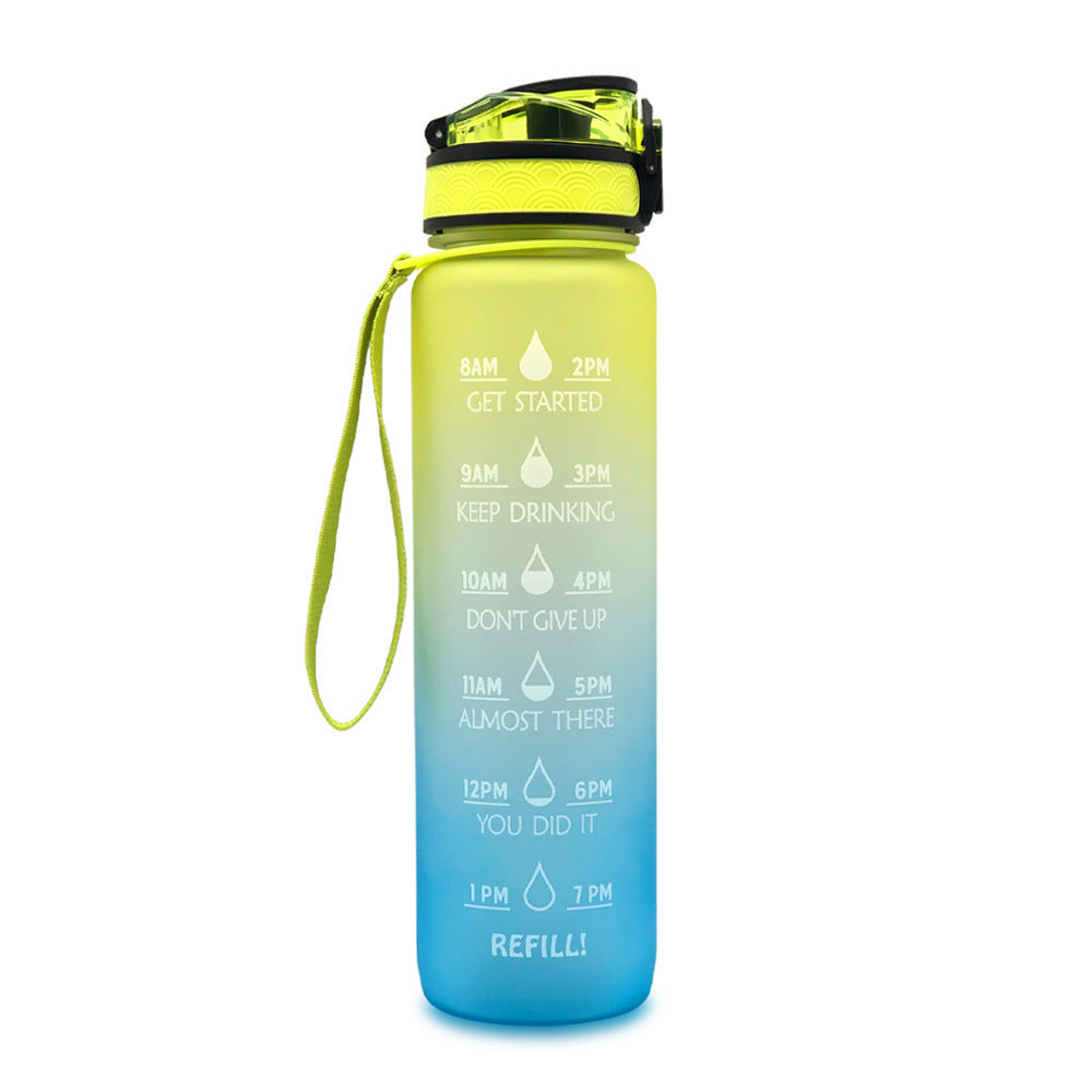 1L Motivational Tritan Water Bottle with Time Marker – Leakproof, BPA-Free, Bounce Cover, Fruit Infuser | Fitness, Gym, Sports