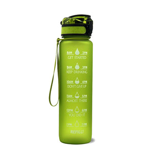 1L Motivational Tritan Water Bottle with Time Marker – Leakproof, BPA-Free, Bounce Cover, Fruit Infuser | Fitness, Gym, Sports