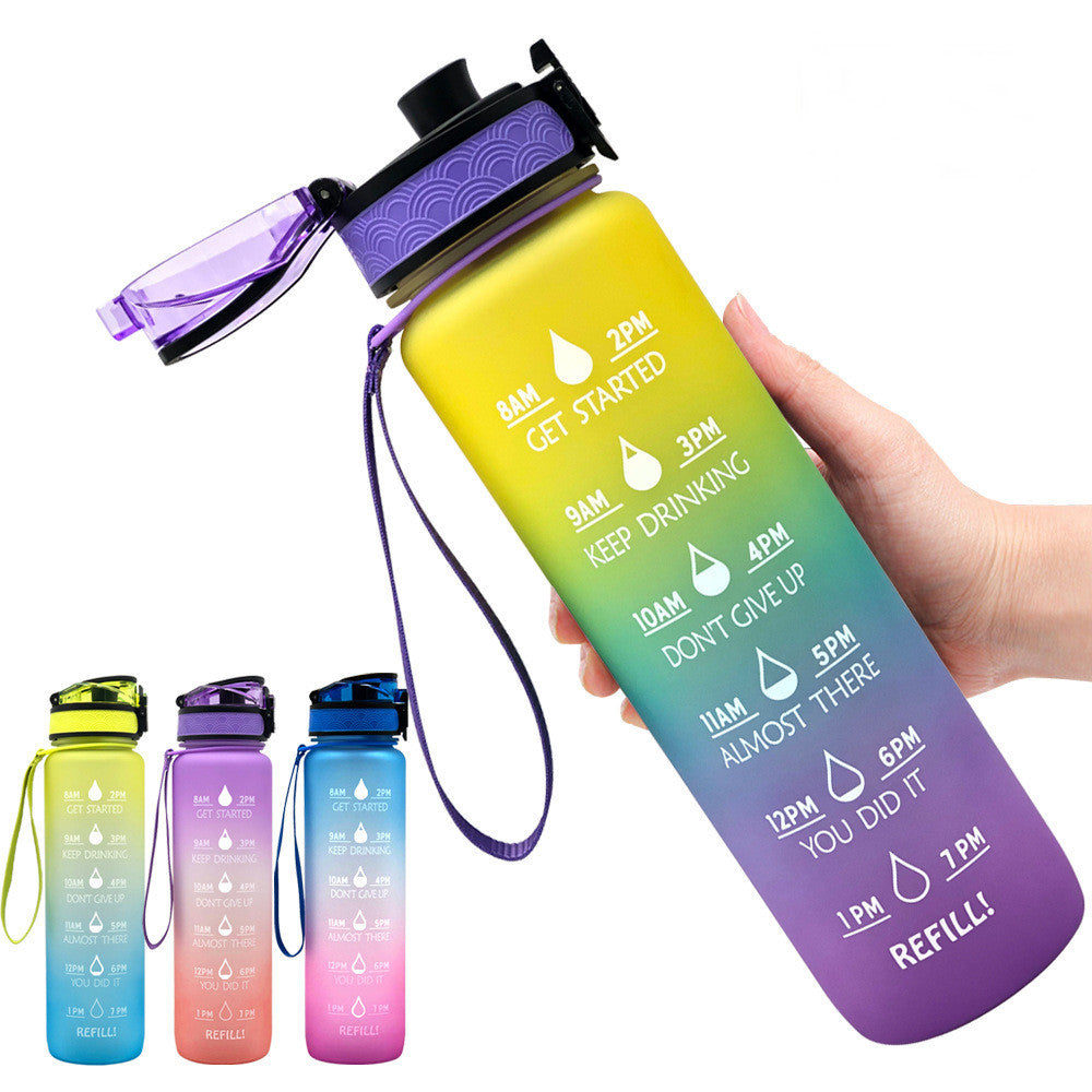 1L Motivational Tritan Water Bottle with Time Marker – Leakproof, BPA-Free, Bounce Cover, Fruit Infuser | Fitness, Gym, Sports