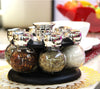 Rotary Spice Rack Set – 6/8 Glass Jar Condiment Organizer with Lid – Salt, Pepper, Seasoning Storage for Kitchen