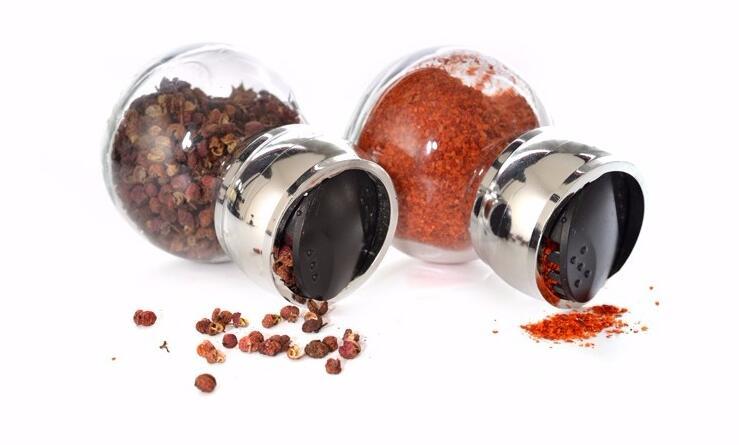 Rotary Spice Rack Set – 6/8 Glass Jar Condiment Organizer with Lid – Salt, Pepper, Seasoning Storage for Kitchen