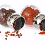 Rotary Spice Rack Set – 6/8 Glass Jar Condiment Organizer with Lid – Salt, Pepper, Seasoning Storage for Kitchen
