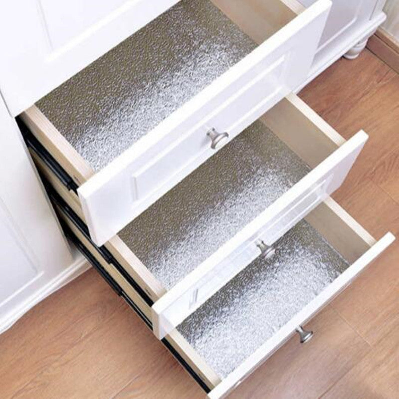 Oil-Proof Aluminum Foil Kitchen Wallpaper Heat & Waterproof Cabinet, Sink, Stove Protector Roll