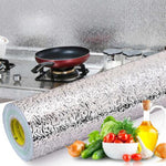 Oil-Proof Aluminum Foil Kitchen Wallpaper Heat & Waterproof Cabinet, Sink, Stove Protector Roll