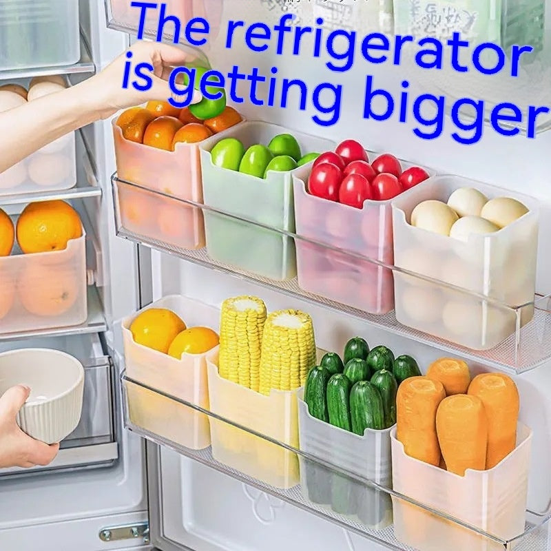 Refrigerator Storage Box Clear Food Organizer for Vegetables, Fruits & Snacks Space-Saving PP Fridge Storage Container