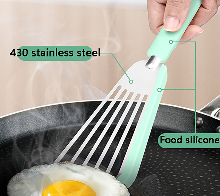 Nonstick Silicone Fish Spatula – Slotted Turner for Fish, Eggs, Pancakes | Heat-Resistant, BPA-Free, No-Scratch Cooking Utensil