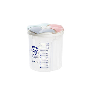 Multi-Grain Dry Food Storage Container with Grids – 1.5L & 2.5L Transparent Plastic Cereal Box with Lid & Pour Spout