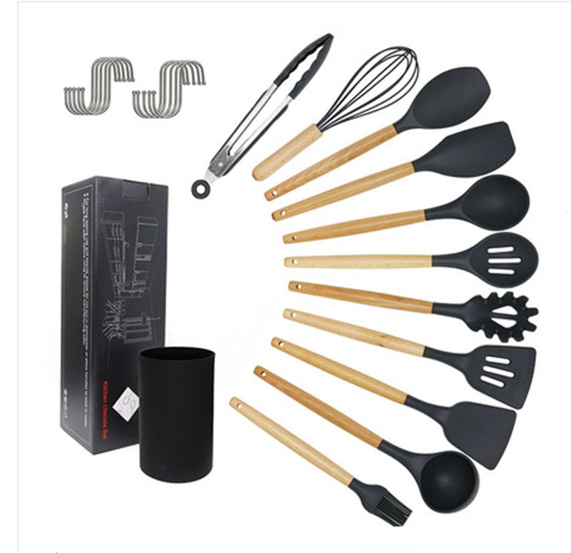 11-Piece Silicone & Beechwood Kitchen Utensil Set – Heat-Resistant Cooking Tools, Non-Scratch, BPA-Free