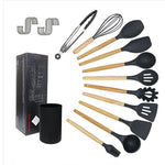 11-Piece Silicone & Beechwood Kitchen Utensil Set – Heat-Resistant Cooking Tools, Non-Scratch, BPA-Free