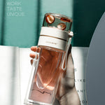 Glass Water Bottle with Tea Infuser – Double Wall, Leakproof, Heat-Resistant, Tea Separation Design | 400–450ML Travel Cup