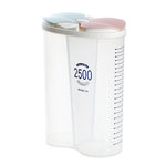 Multi-Grain Dry Food Storage Container with Grids – 1.5L & 2.5L Transparent Plastic Cereal Box with Lid & Pour Spout