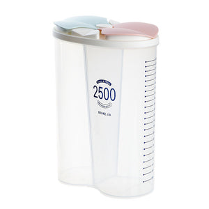 Multi-Grain Dry Food Storage Container with Grids – 1.5L & 2.5L Transparent Plastic Cereal Box with Lid & Pour Spout