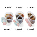 Multi-Grain Dry Food Storage Container with Grids – 1.5L & 2.5L Transparent Plastic Cereal Box with Lid & Pour Spout