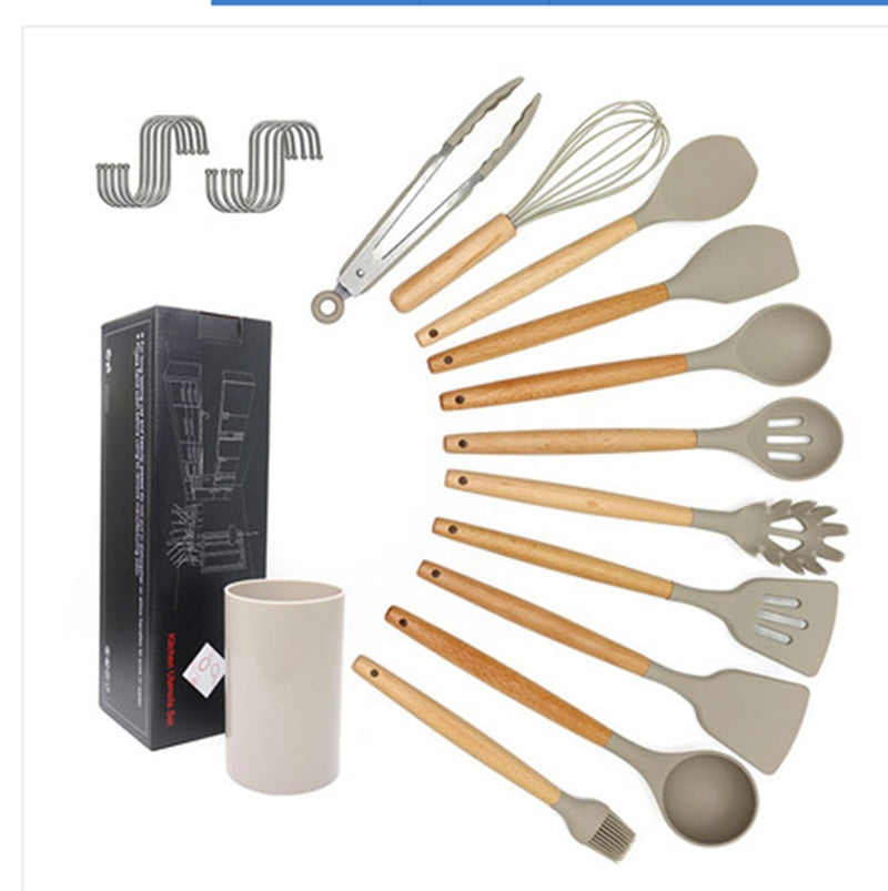 11-Piece Silicone & Beechwood Kitchen Utensil Set – Heat-Resistant Cooking Tools, Non-Scratch, BPA-Free