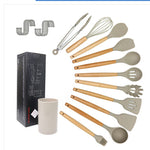 11-Piece Silicone & Beechwood Kitchen Utensil Set – Heat-Resistant Cooking Tools, Non-Scratch, BPA-Free