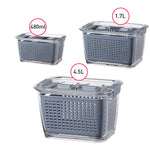 Kitchen Refrigerator Storage Box with Lid – PET Fresh-Keeping Fruit & Vegetable Drain Container – Food Organizer Crisper Bin