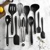10PCS Non Stick Silicone Baking Utensils Set Black | Heat Resistant Kitchen Cooking Tools | Modern Silicone Cookware