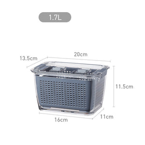 Kitchen Refrigerator Storage Box with Lid – PET Fresh-Keeping Fruit & Vegetable Drain Container – Food Organizer Crisper Bin