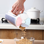 Multi-Grain Dry Food Storage Container with Grids – 1.5L & 2.5L Transparent Plastic Cereal Box with Lid & Pour Spout