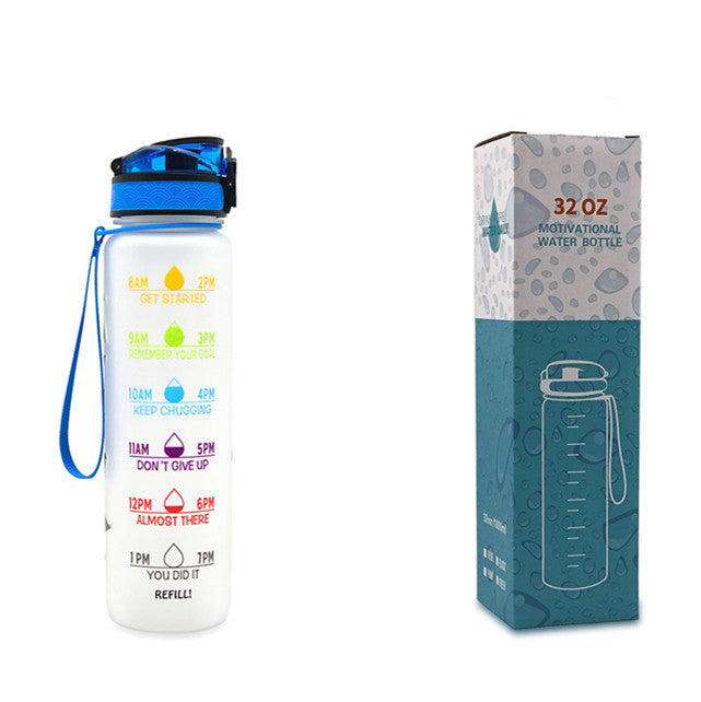 1L Motivational Tritan Water Bottle with Time Marker – Leakproof, BPA-Free, Bounce Cover, Fruit Infuser | Fitness, Gym, Sports