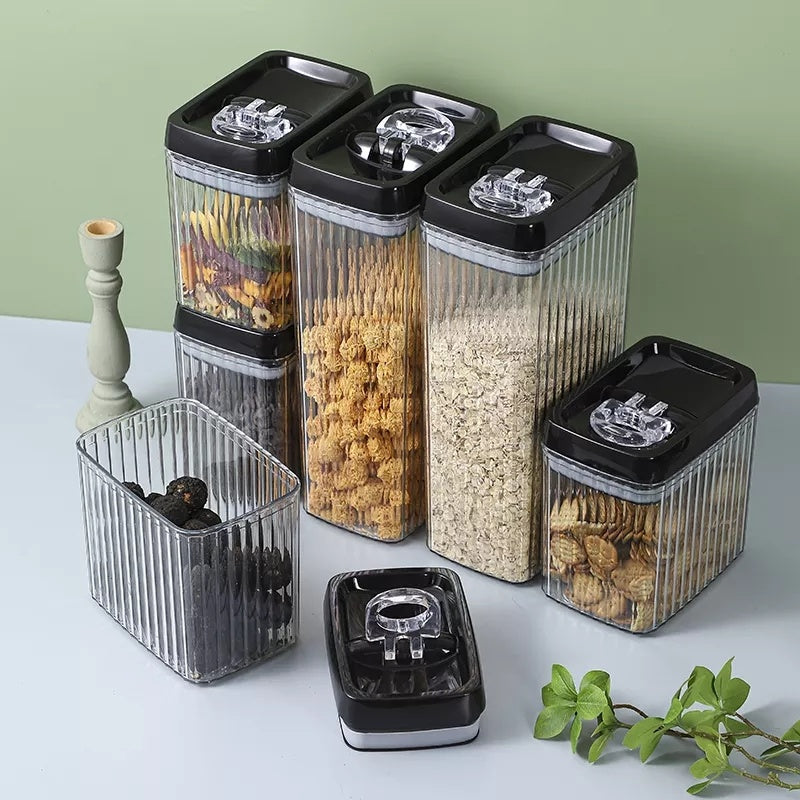 6PC Airtight Food Storage Container Set – BPA-Free Plastic Kitchen Jars with Lids – 1.5L & 3.3L