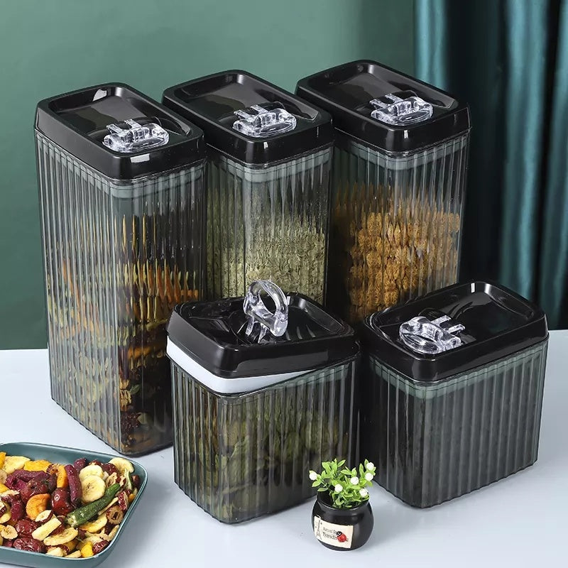 6PC Airtight Food Storage Container Set – BPA-Free Plastic Kitchen Jars with Lids – 1.5L & 3.3L