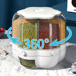360° Rotating Rice Barrel Large Sealed Cereal Dispenser Moisture-Proof Grain Box Kitchen Food Storage Container 10–12.5kg