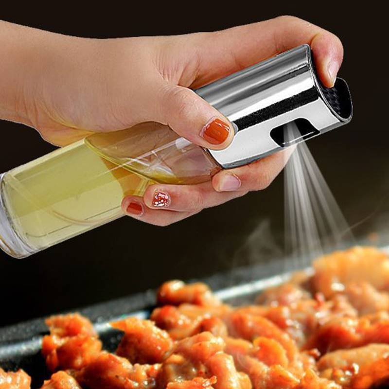 BBQ Oil & Vinegar Spray Bottle - Leakproof Push Pump Kitchen Cooking Sprayer for Healthy BBQ & Cooking